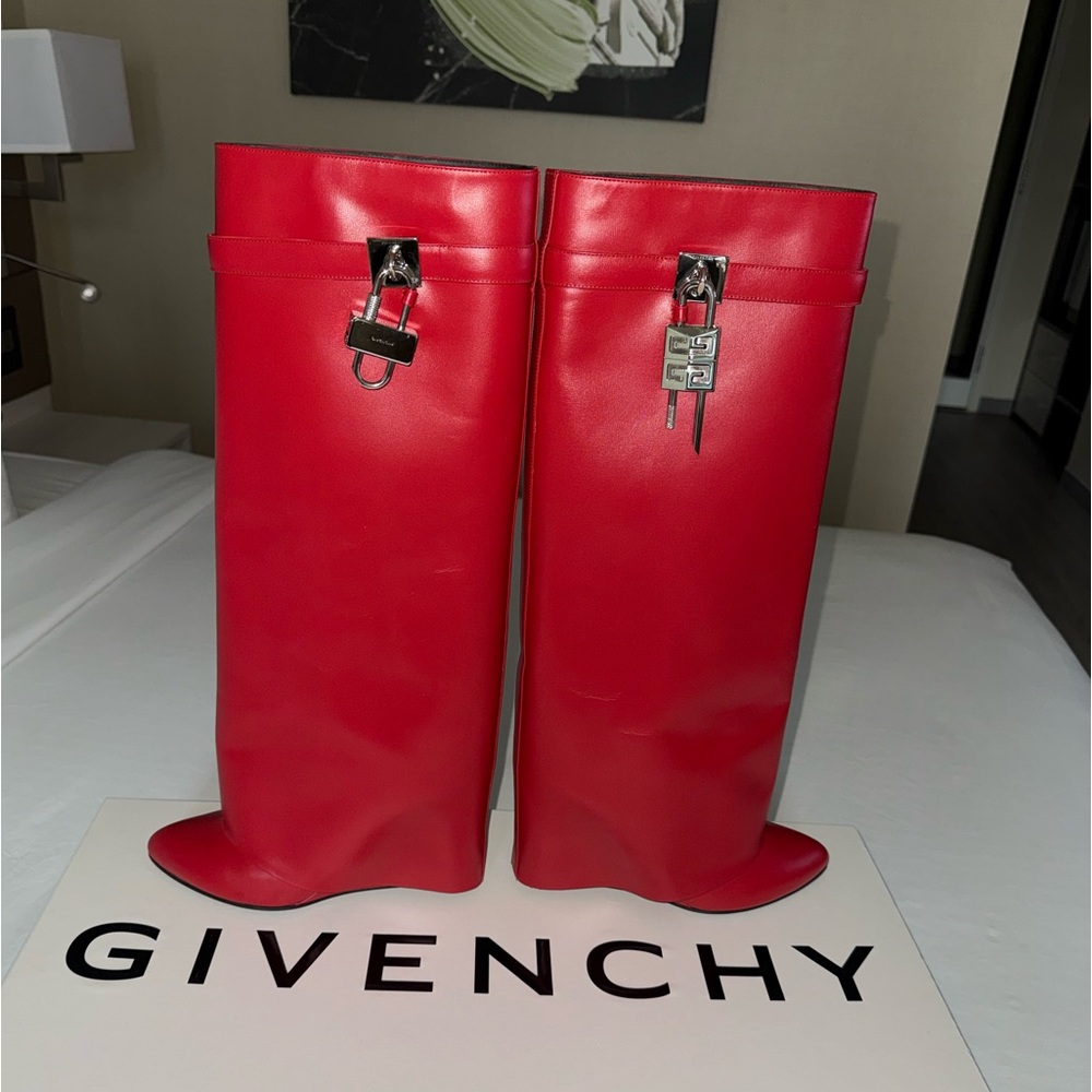 Authentic Red Givenchy Shark Boots Size 41